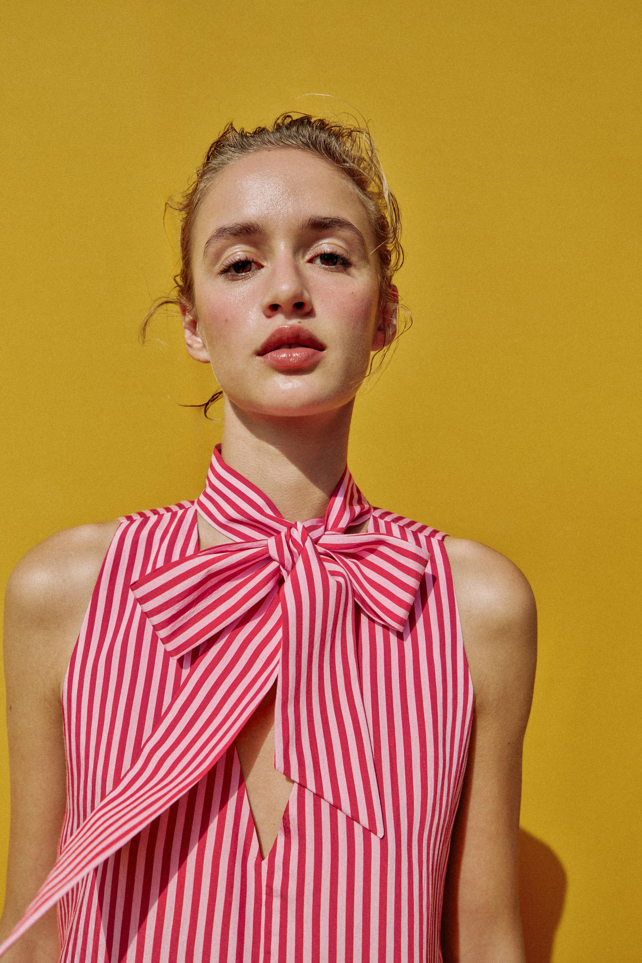 ASYMMETRIC STRIPED TOP - Fuchsia | ZARA United States