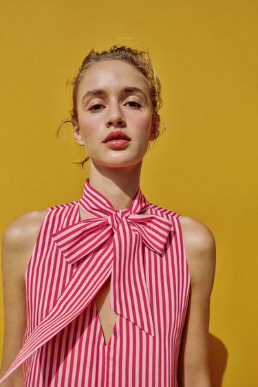 ASYMMETRIC STRIPED TOP - Fuchsia by Zara - Image 2
