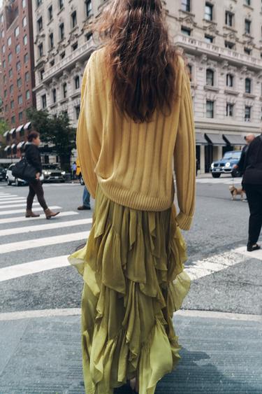 ZW COLLECTION RUFFLED SKIRT - Olive green by Zara - Image 8