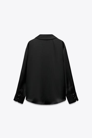 CHEMISE BASIQUE SATINÉE - Noir de Zara - Image 4