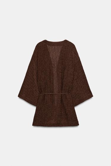 CRINKLE EFFECT BELTED JACKET - Brown by Zara - Image 5