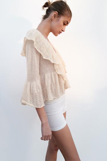 RUFFLED KNIT TOP - Vanilla by Zara - Image 0