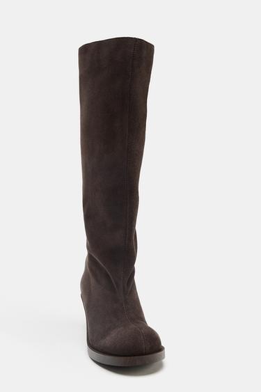 BOTTES KITTEN EN CROÛTE DE CUIR - Marron de Zara - Image 4