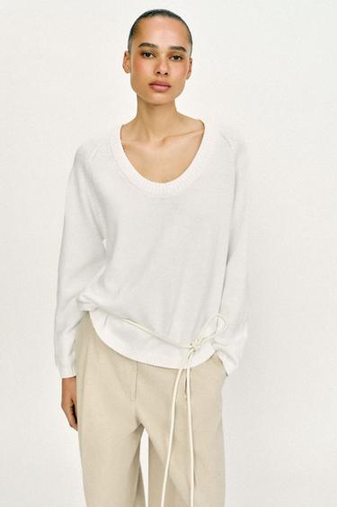 ROUND NECK KNIT JUMPER - White by Zara