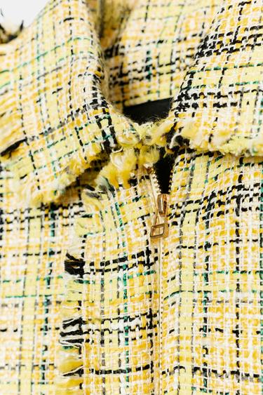 VESTE À CARREAUX TEXTURÉE ZW COLLECTION - Jaune de Zara - Image 8