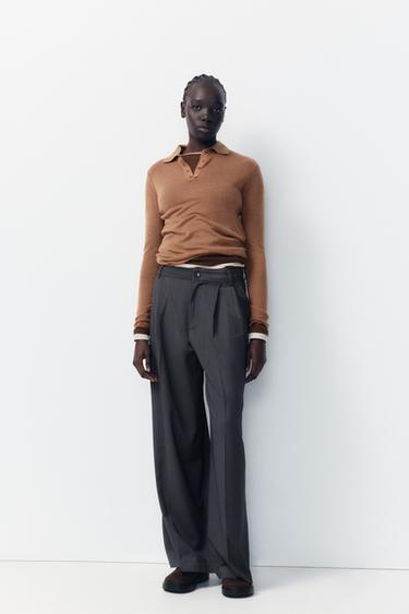 Zara DOUBLE PLEAT PANTS - Anthracite grey - Image 0