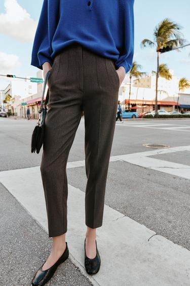 HIGH-WAIST TROUSERS - brown vigore by Zara