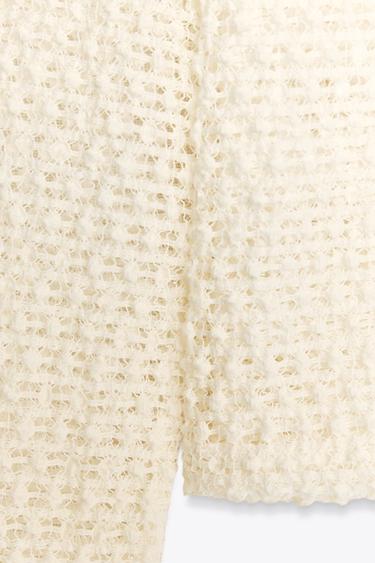TOP MANCHES LONGUES CROCHET - Écru de Zara - Image 8