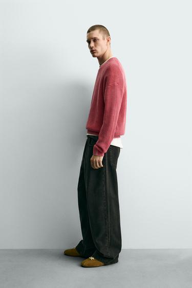PULL STRUCTURÉ CANNELÉ DÉLAVÉ - Rouge de Zara - Image 3