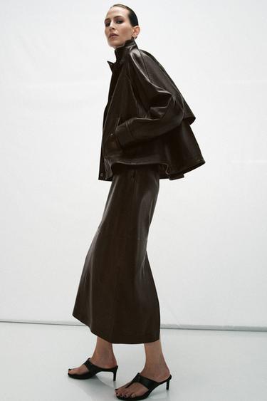 BLOUSON BOMBER 100 % CUIR ZW COLLECTION - Marron de Zara - Image 4