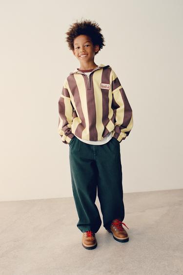 SWEATSHIRT MET CAPUCHON EN STREPENPRINT - Geel van Zara