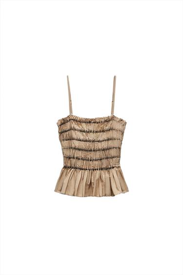 BEADED POPLIN TOP