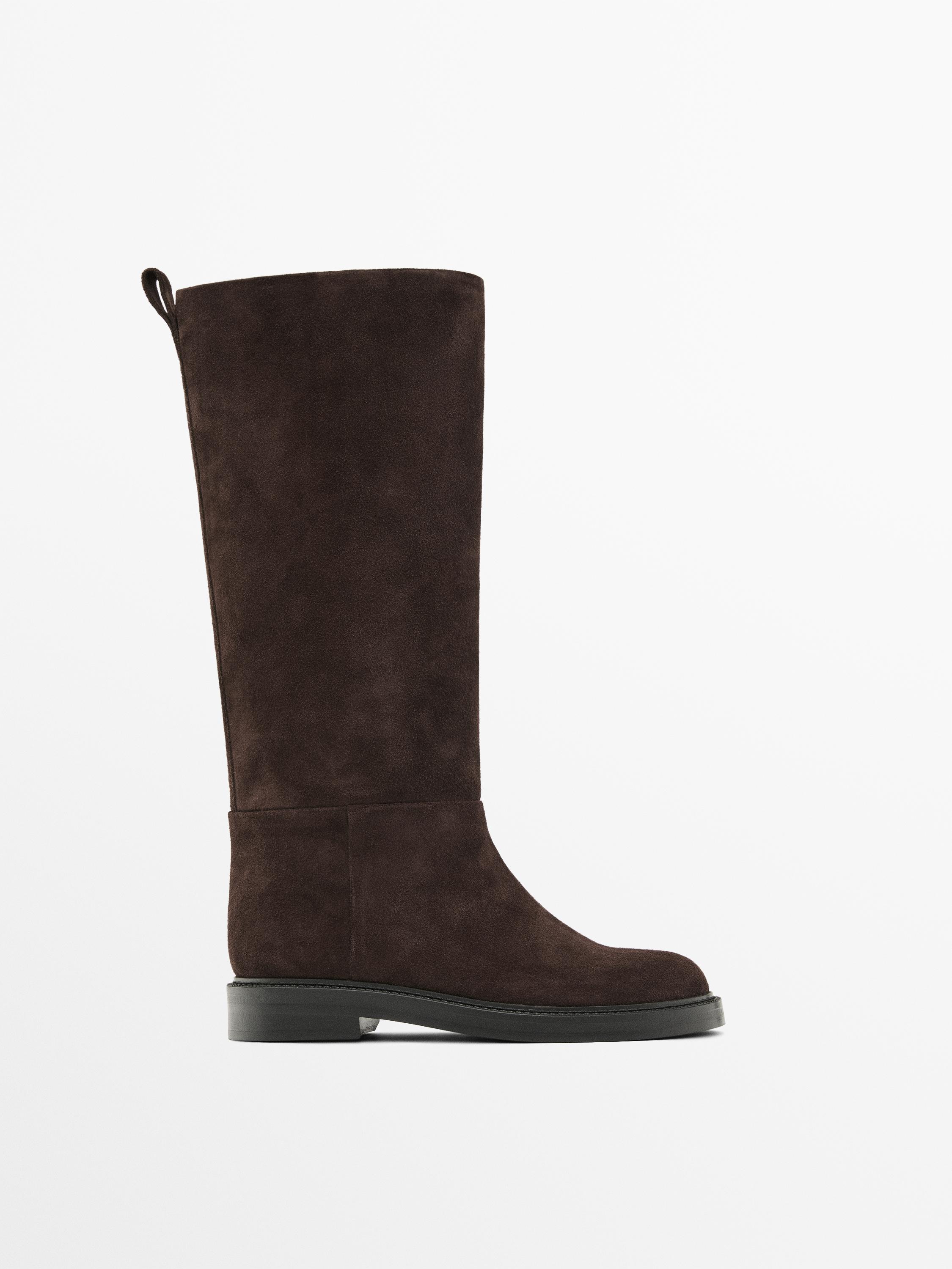 Bottes hautes en croûte de cuir