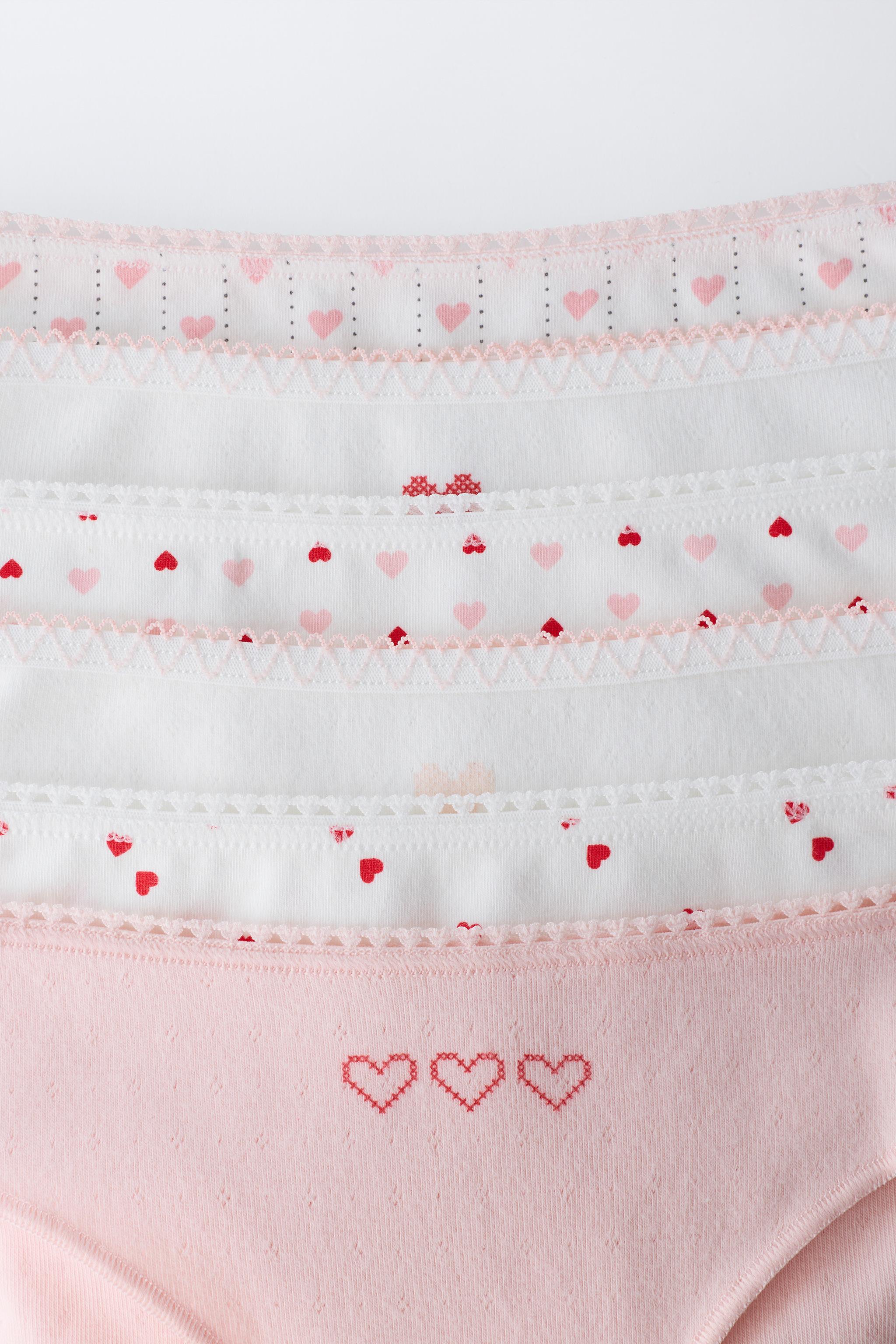 6-14 ANS/ LOT DE SIX CULOTTES IMPRIMÉ CŒURS