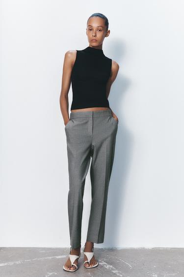 CROPPED TROUSERS - Pearl grey by Zara