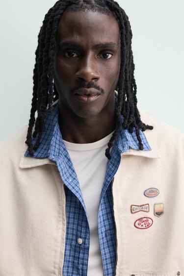 RELAXED FIT JACKET WITH PATCHES - Ecru by Zara - Image 4