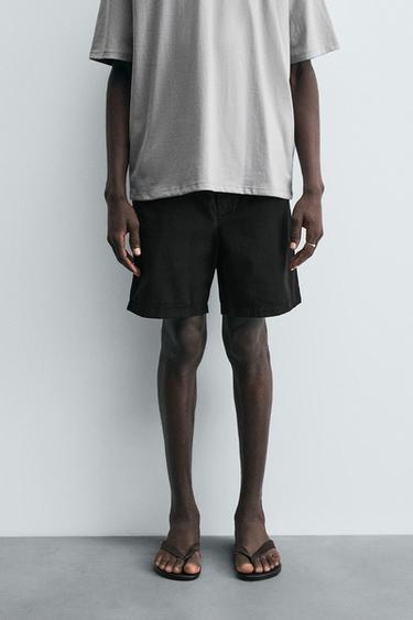 Zara TEXTURED SHORTS - Black