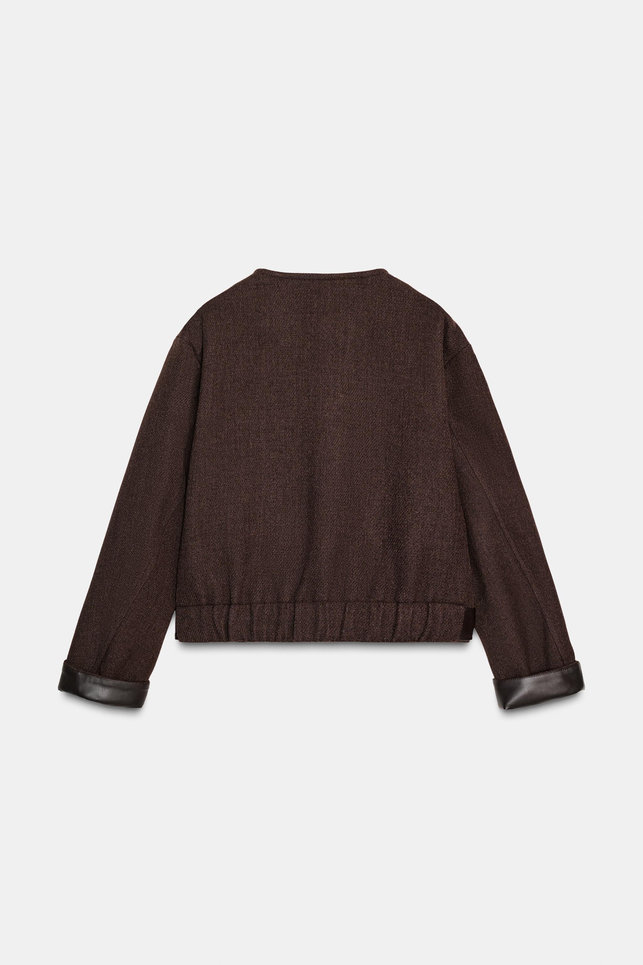 SOFT FAUX LEATHER TRIM JACKET