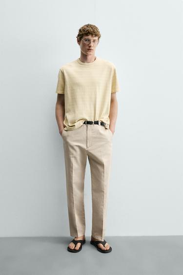 WASHED STRIPED T-SHIRT - Light yellow by Zara - Image 0