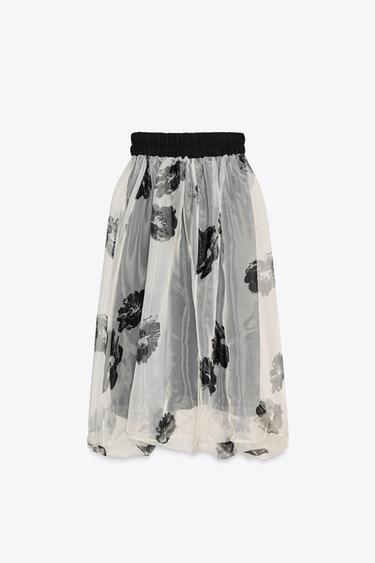 ROBE EN ORGANZA IMPRIMÉE ZW COLLECTION - Écru / Noir de Zara - Image 6