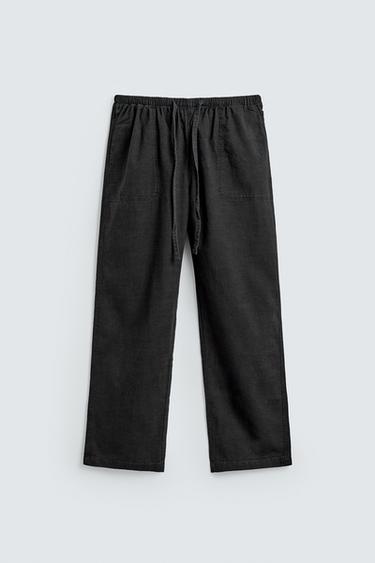 Zara RELAXED FIT JOGGER WAIST PANTS - Black