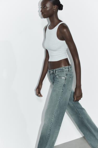 RIBBED CROP TOP - Grey marl by Zara
