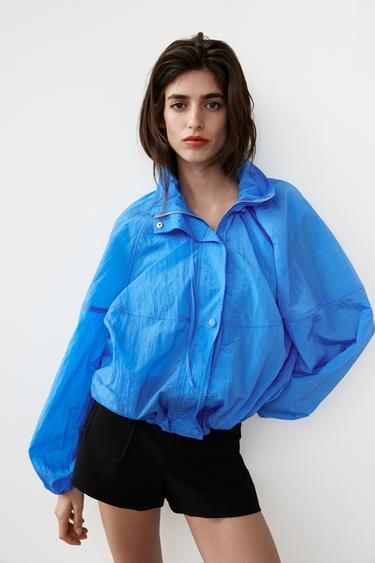 NYLON JACKET WITH GATHERS - Bluish by Zara