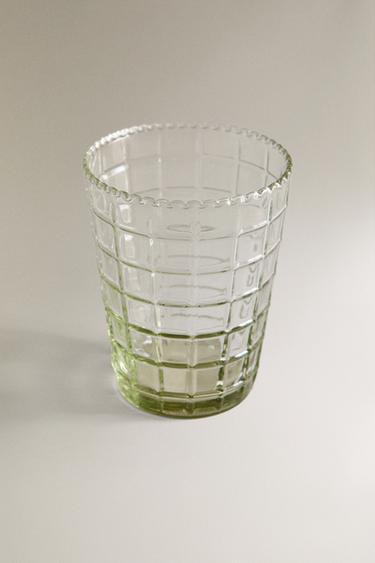 RAISED DESIGN GLASS TUMBLER - Light green by Zara - Image 1