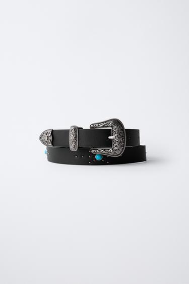 COWBOY BELT WITH STUDS - Black by Zara