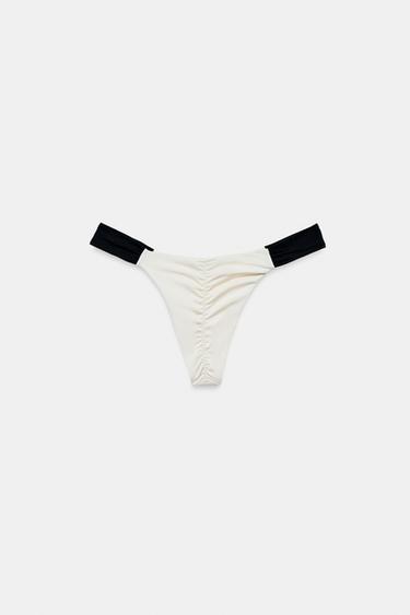 BAS DE BIKINI AVEC FRONCES ET CONTRASTE - Écru de Zara - Image 8