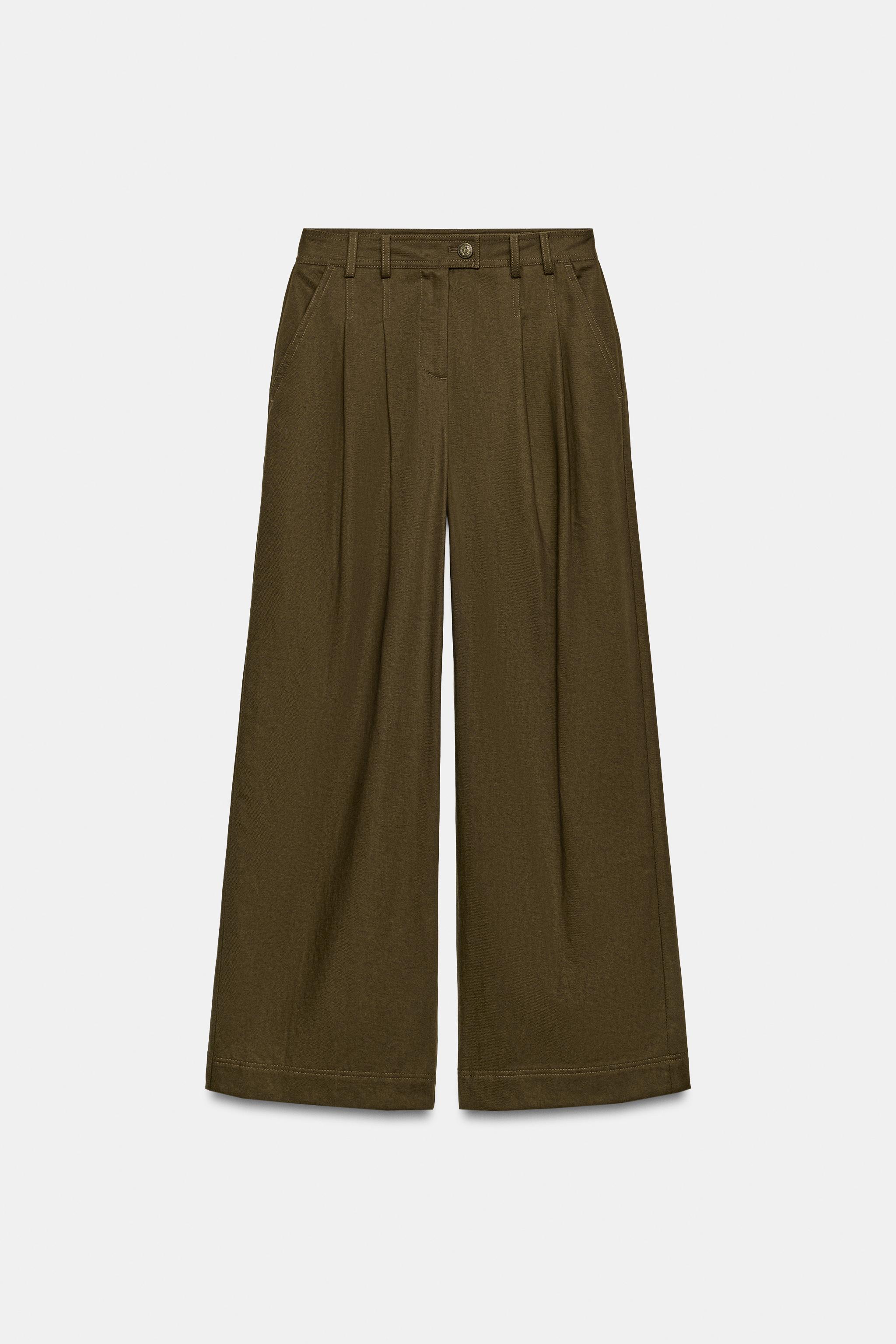 Женские брюки Zara WIDE-LEG PLEATED PANTS — фото 8