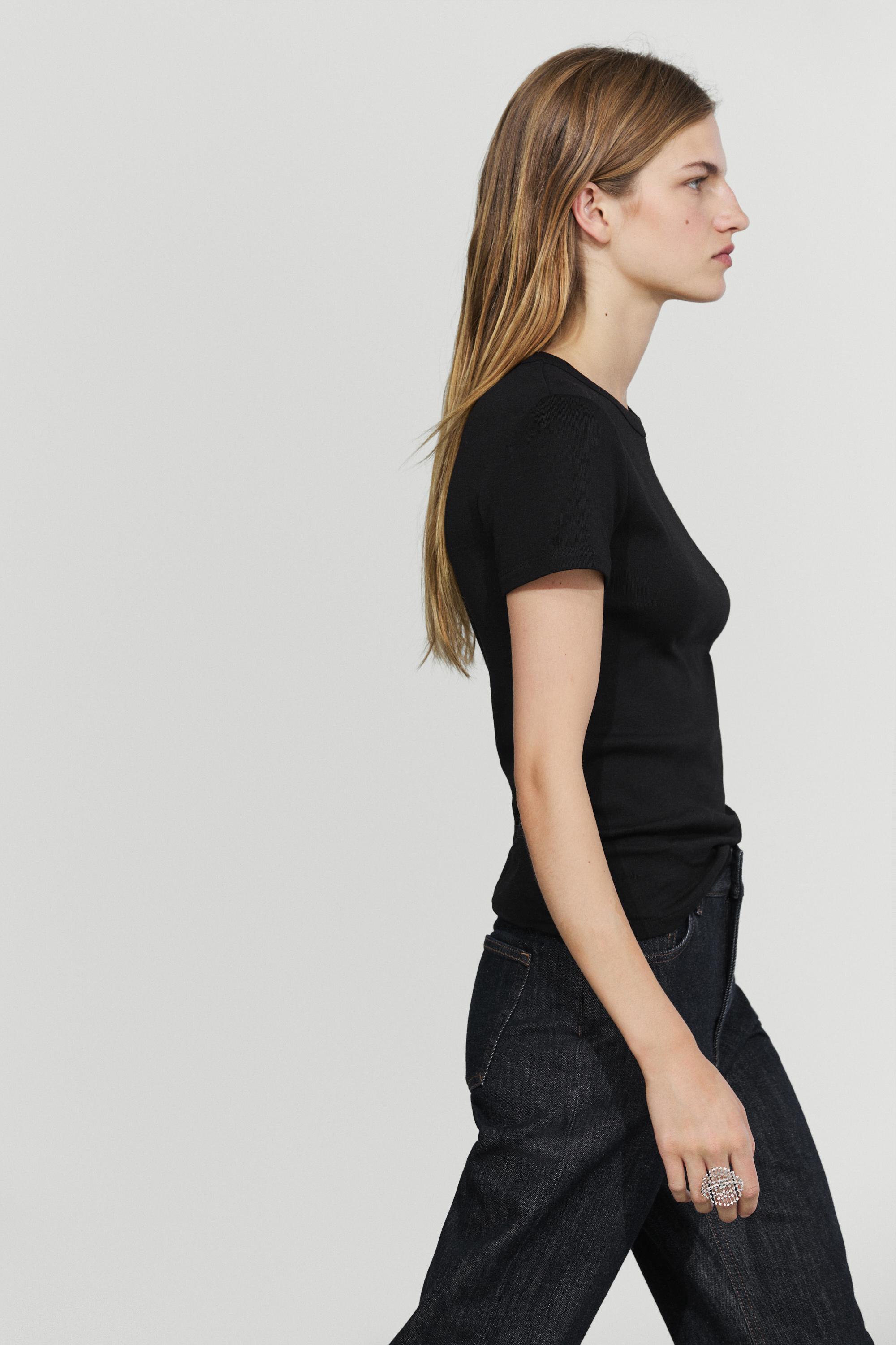 Ribbed short sleeve T-shirt
