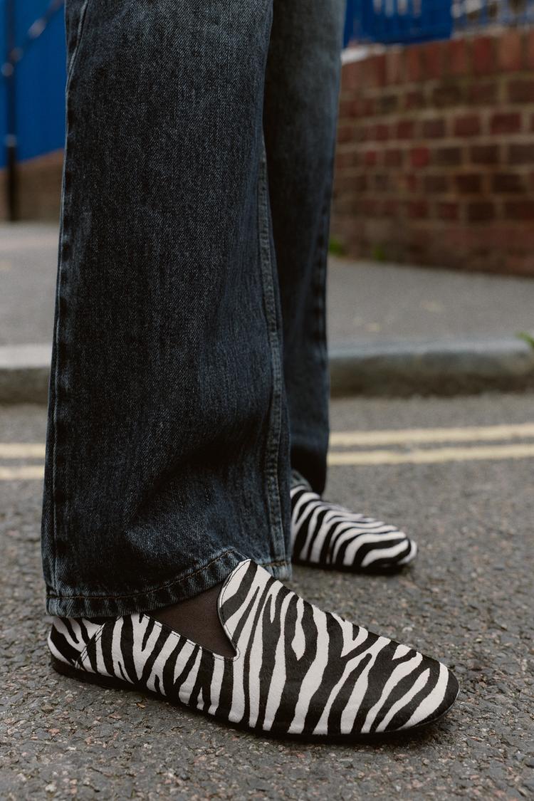 ANIMAL PRINT LEATHER LOAFERS Multi-color ZARA United States