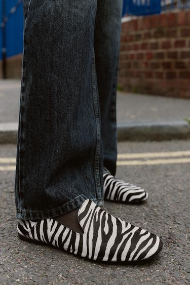 ANIMAL PRINT LEATHER LOAFERS - Multicoloured by Zara