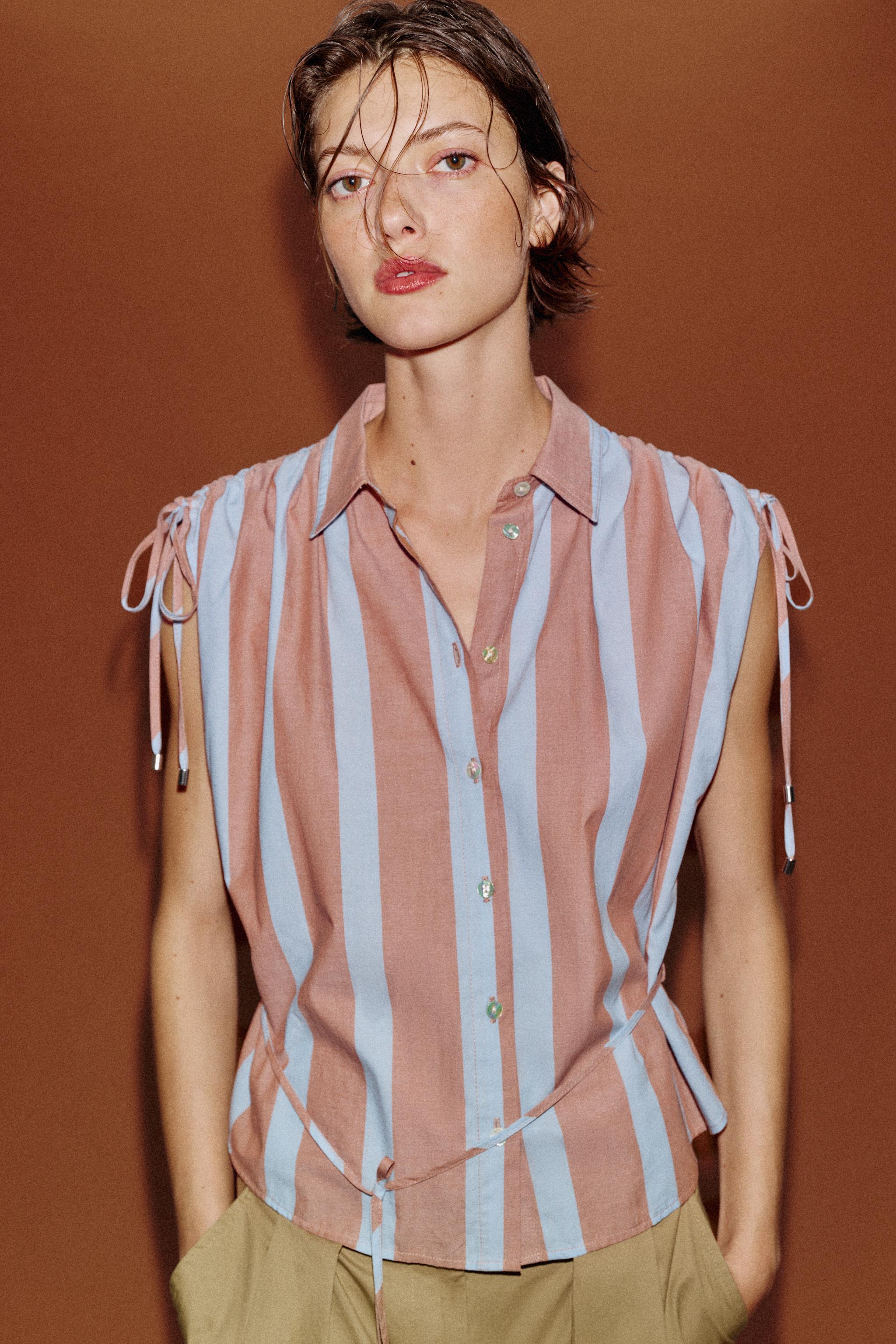 LACED STRIPED SHIRT