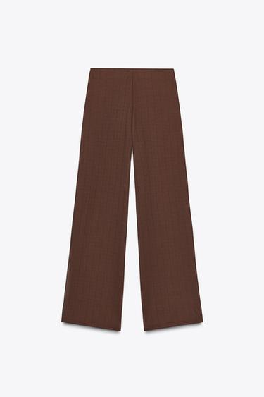 WIDE TWILL TROUSERS - Brown by Zara - Image 5