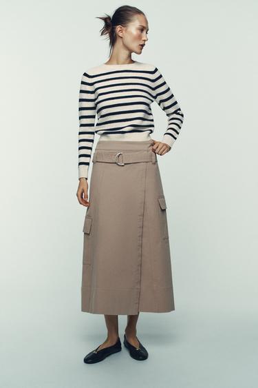 STRIPED KNIT JUMPER - Sand / Blue by Zara