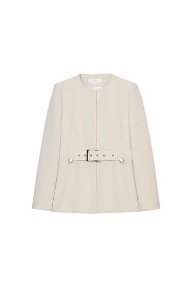 Zara BUCKLE BELT BLAZER - Ivory