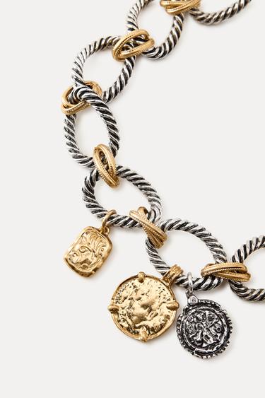 COLLIER EN MATIÈRES VARIÉES AVEC PIÈCES - Or / Argent de Zara - Image 2