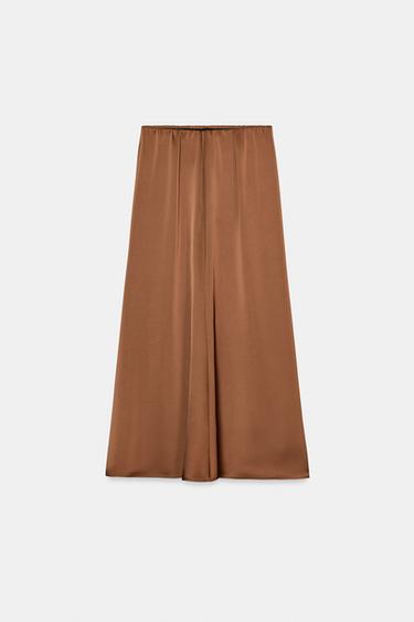 SATIN MIDI SKIRT - Caramel by Zara