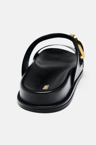 BUCKLED FLAT SANDALS - Black by Zara - Image 5