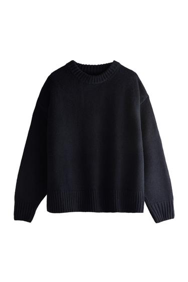 WOOL SWEATER WITH ROUND SNOOD - Blue by Zara