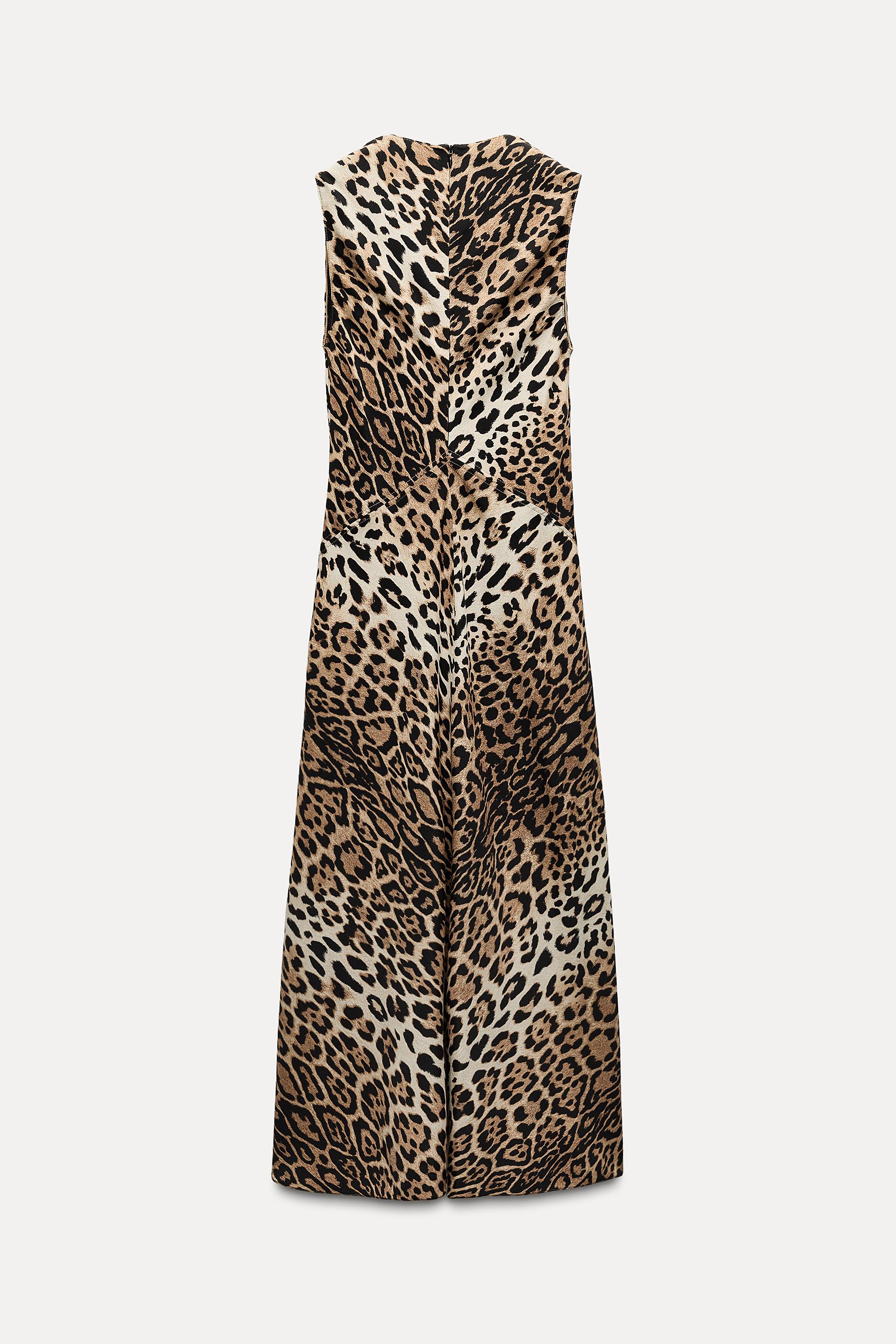 SLEEVELESS SATIN EFFECT DRESS ZW COLLECTION - Leopard | ZARA Mexico