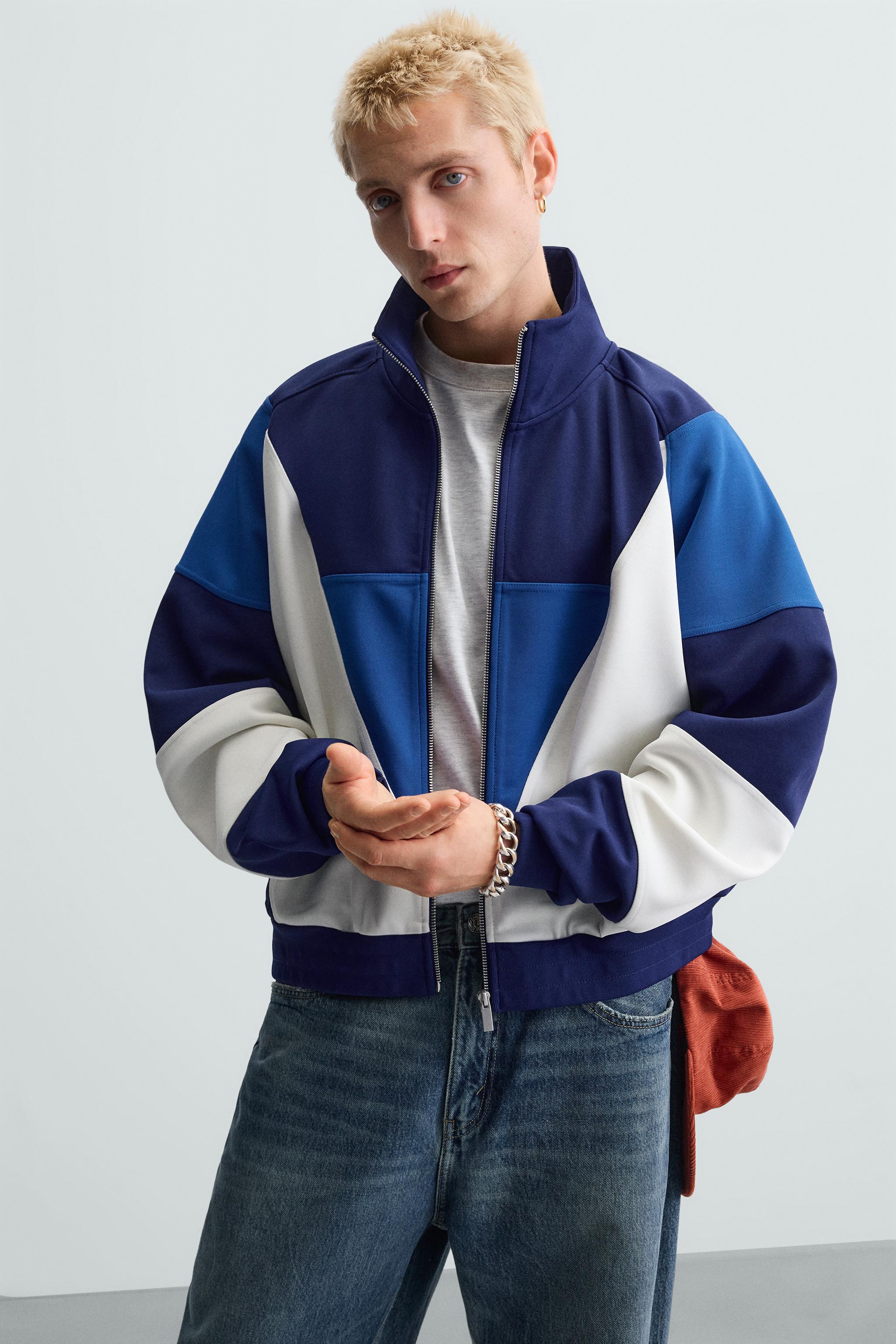 ZARA ザラ レトロ フットボール ジャケット XL　完売品 RETRO FOOTBALL JACKET - Blue | ZARA Australia