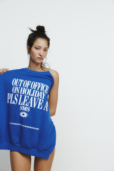 PRINTED SLOGAN SWEATSHIRT - Bluish by Zara - Image 3