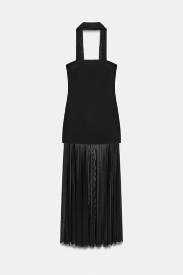 VESTIDO COMBINADO TRANSPARENCIAS - Negro de Zara