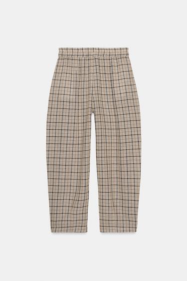 PANTALON À CARREAUX ZW COLLECTION - Beige de Zara - Image 6