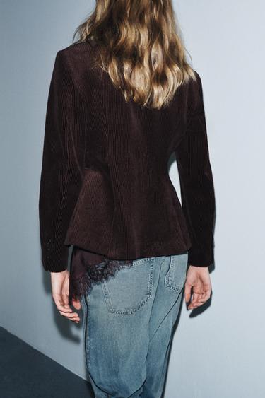 Zara CORDUROY BLAZER ZW COLLECTION - Brown