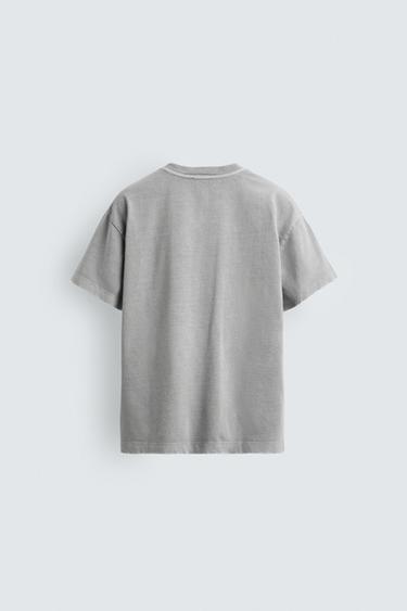 T-SHIRT COUPE BOXY LAVÉ - Gris clair de Zara - Image 7