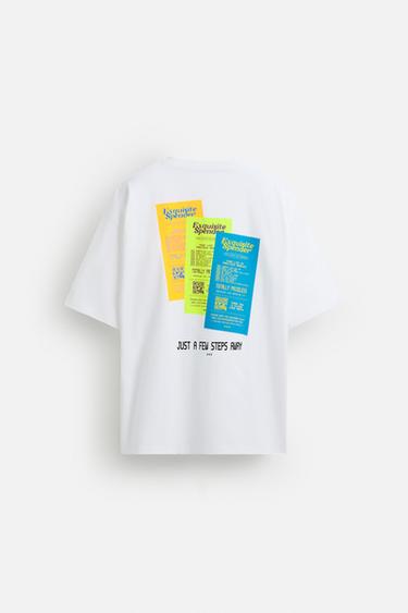 Zara RAISED PRINT T-SHIRT - White